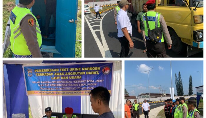 Sat Narkoba Polres Simalungun Menggelar Pengecekan Urine Supir Bus di Pos Pam Ops Ketupat Toba 2024