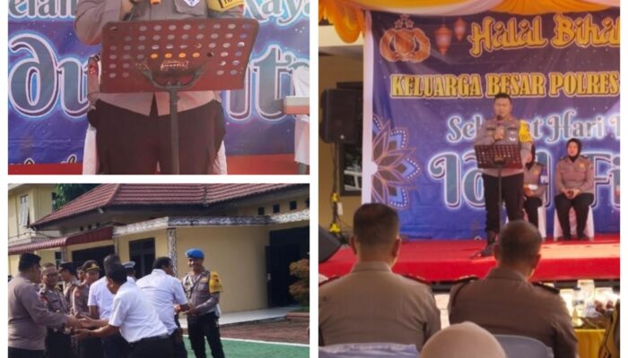 Keluarga Besar Polres Simalungun Gelar Halal Bihalal Idul Fitri 1445H di Pematang Raya