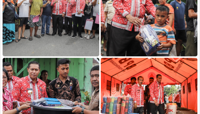 Penjabat Sementara Wali Kota Pematangsiantar Matheos Tan  Mengunjungi dan Memberikan penghiburan kepada para korban kebakaran 