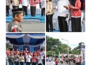 Wali Kota Pematangsiantar Wesly Silalahi Didampingi Ketua TP PKK  Liswati Wesly Silalahi Melepas Peserta Pawai Taaruf Musabaqah Tilawatil Qur’an Nasional ke-57 
