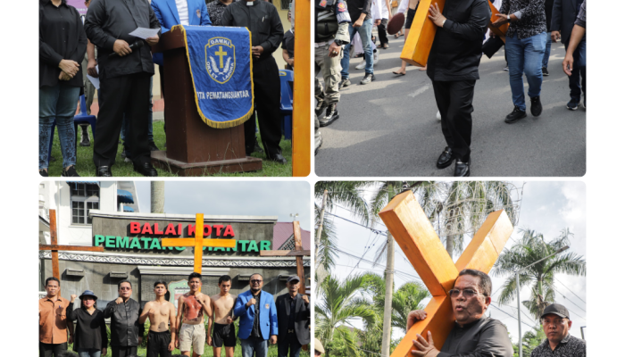 Wali Kota Wesly Silalahi   Memikul Kayu Salib Acara Peringatan Wafatnya Yesus Kristus 