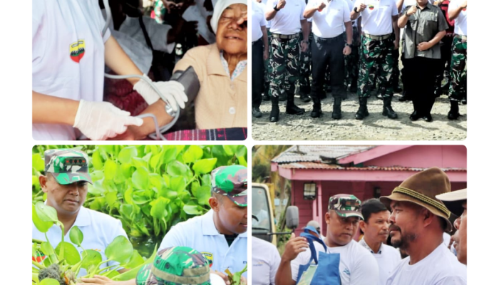 Menjaga Kebersihan dan Keindahan Danau Toba, TNI AD Bersama Masyarakat Bergotong royong Membersihkan Eceng Gondok