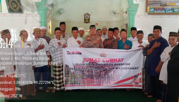 Polsek Perdagangan  Jumat Curhat di Masjid Darussalam 