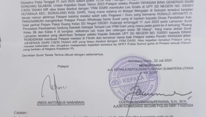 Diduga Fitnah Siswa Les Gratis, Kepsek SDN 030301 Hutaraja Dilaporkan ke Polda Sumut