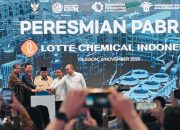 Prabowo Resmikan Pabrik Petrokimia Raksasa Lotte di Cilegon Senilai 62,4 Triliun