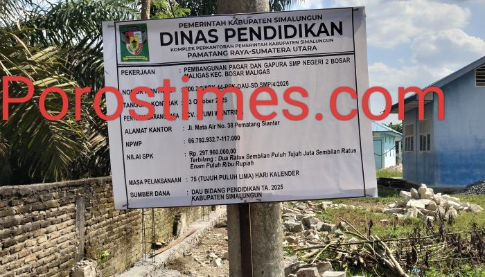 Proyek Dinas Pendidikan Simalungun Diduga Asal Jadi, Pagar dan UKS SMPN 2 Bosar Maligas Disorot