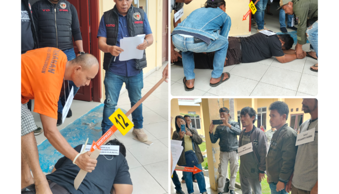 15 Adegan Rekonstruksi Pembunuhan Petani Simalungun Gara-Gara Biliar