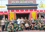 Geruduk Mapolsek Medan Kota, Danramil 04/MK, Danramil 05/MB/ dan Camat Medan Kota ucapkan Selamat Hari Bhayangkara ke 80