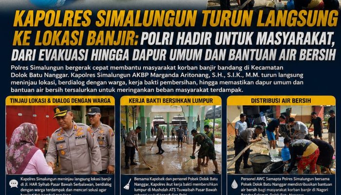 Polres Simalungun Salurkan Air Bersih dan Bantu Dapur Umum Korban Banjir