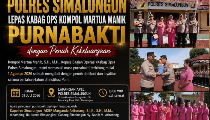 Polres Simalungun Lepas Purnabakti Kabag Ops Kompol Martua Manik