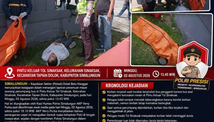 Polsek Dolok Batu Nanggar Sigap Tangani Penemuan Jenazah Penumpang Bus di Tol Sinaksak
