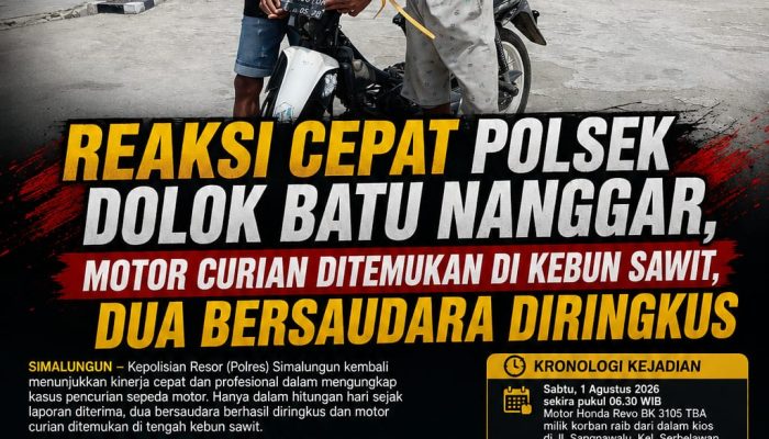 Polsek Dolok Batu Nanggar Ungkap Curanmor, Dua Bersaudara Ditangkap